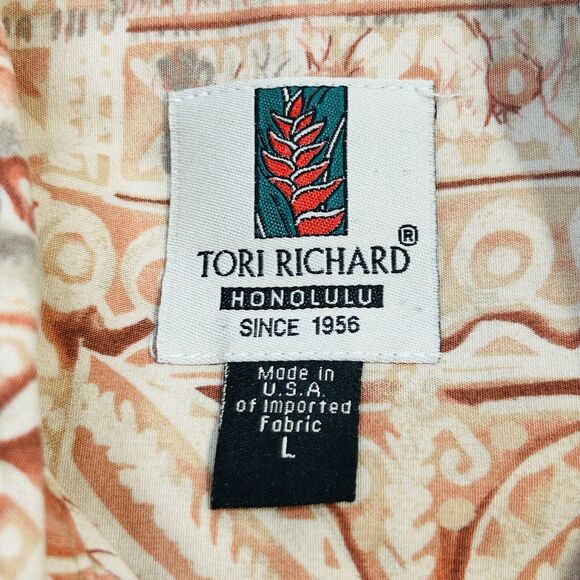 Tori Richard Honolulu Men’s Size Large Hawaiian Tropical Shirt Palm Tree Silk - Picture 3 of 7